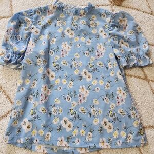 Blue floral blouse